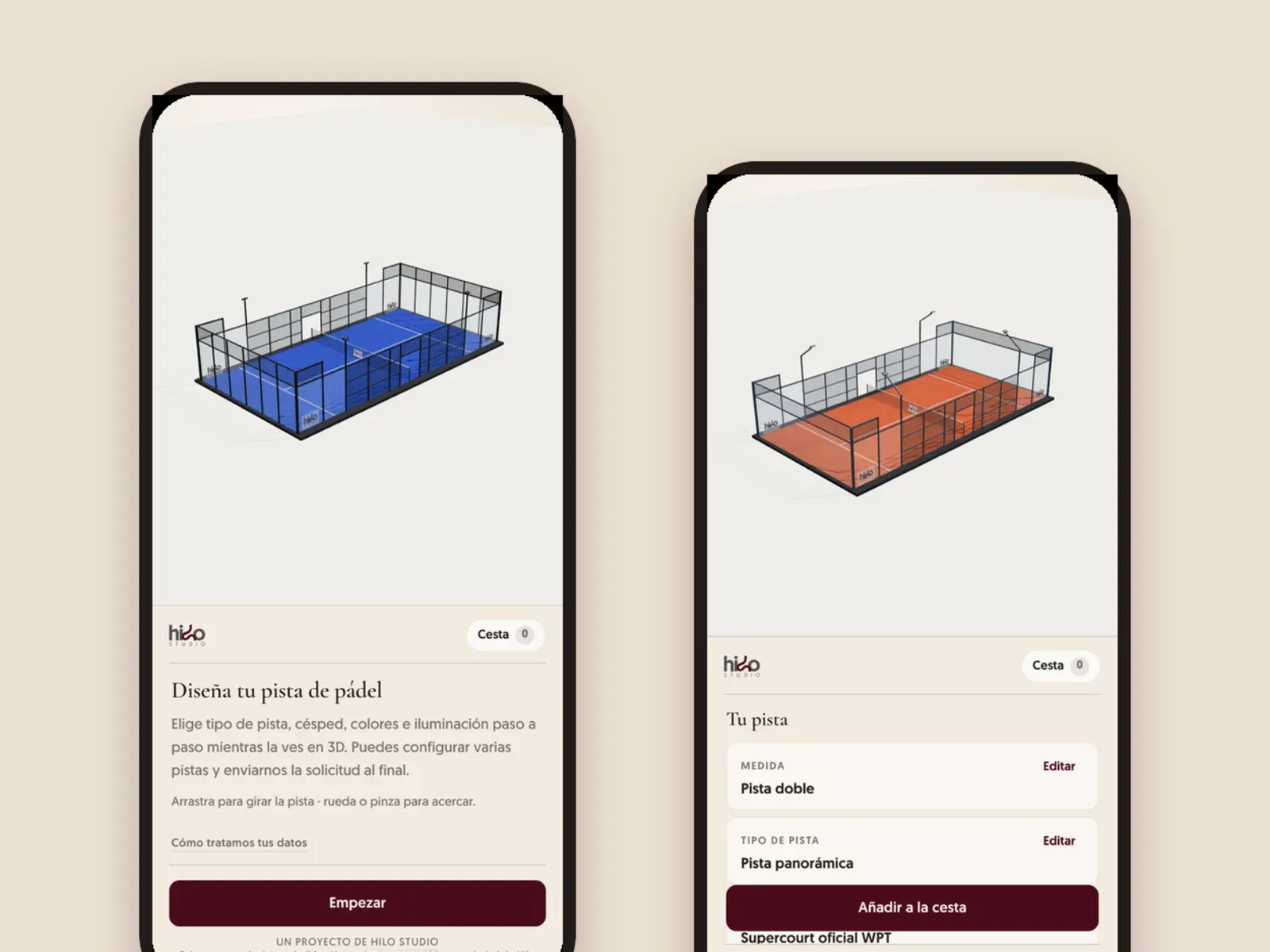 Configurador 3D de pistas de pádel