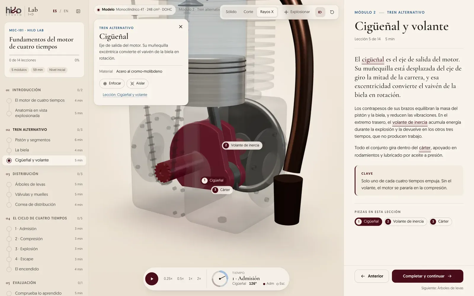 Motor de cuatro tiempos · Curso interactivo en 3D — imagen 3